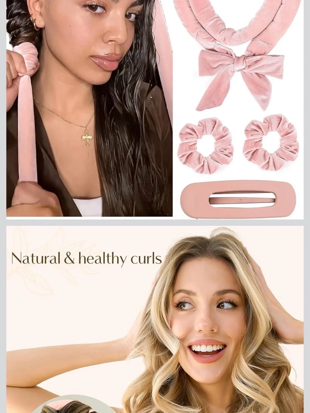 Pink Heatless Curling Rods – No-Heat Velvet Hair Rollers